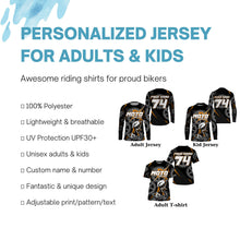 Load image into Gallery viewer, Personalized orange dirt bike jersey for kid&amp;adult UPF30+ Motocross racing MotoX off-road shirt PDT364