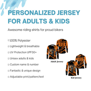 Custom Orange Motocross Jersey UPF30+ Kid Adult Off-road Dirt Bike Long Sleeves MX Racing NMS1222