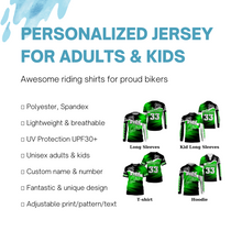 Load image into Gallery viewer, Ride Like A Girl Motocross Jersey Personalized UPF30+ Green Dirt Bike Riding Shirt Women Girls NMS737