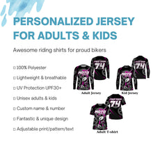 Load image into Gallery viewer, Pink dirt bike jersey for kid women men UPF30+ extreme custom Motocross off-road shirt PDT365