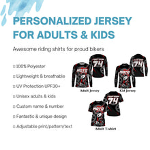 Load image into Gallery viewer, Personalized red dirt bike jersey for kid&amp;adult UPF30+ Motocross racing MotoX off-road shirt PDT366