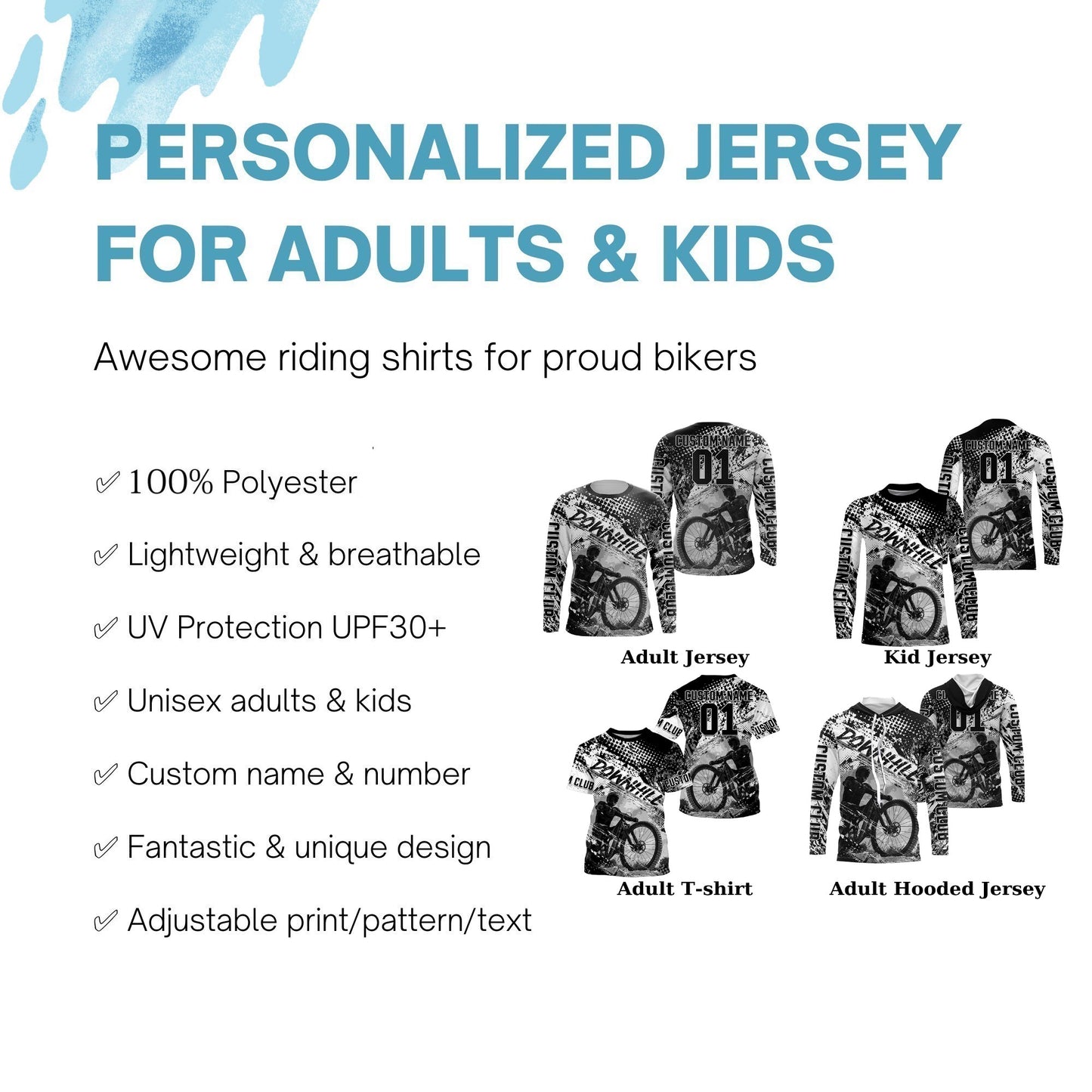 Black downhill racing jersey UPF30+ Mountain Bike shirt custom Adult Kid cycling gear MTB racewear| SLC137