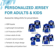 Load image into Gallery viewer, Youth kid adult dirt bike jersey UV blue Motocross custom off-road MX racing shirt motorcycle PDT104