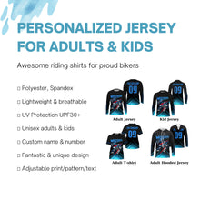 Load image into Gallery viewer, UPF30+ custom adult&amp;kid blue dirt bike jersey freestyle Motocross for life biker MX motorcycle PDT53