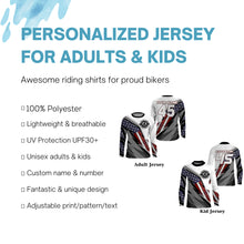 Load image into Gallery viewer, Personalized Racing Jersey UPF30+ Patriotic Work Less Ride More Dirt Bike Motocross Long Sleeves NMS1250