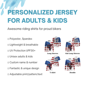 American Flag Dirt Bike Jersey Personalized UPF30+ Adult&Kid Patriotic Motocross Racing Motorcycle Jersey| NMS723