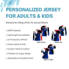 Load image into Gallery viewer, Custom MX jersey UV extreme Motocross racing men women kids blue&amp;white dirt bike riding outfit  PDT198