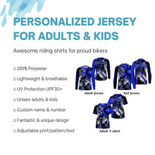 Load image into Gallery viewer, Dirt bike freestyle kid men women custom MX jersey UPF30+ blue Motocross gear racing shirt PDT298