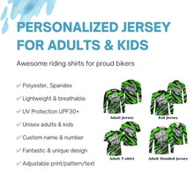 Load image into Gallery viewer, Personalized BMX racing jersey Green adult kid bike shirt UPF30+ enduro off-road cycling racewear| SLC51