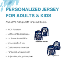 Load image into Gallery viewer, Extreme Motocross skull personalized jersey blue UPF30+ dirt bike long sleeves motorcycle bikers NMS1054