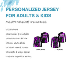 Load image into Gallery viewer, Brap Girl Purple Motocross Jersey Personalized UPF30+ Women Girls MX Racing Dirt Bike Shirt NMS1209