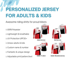 Load image into Gallery viewer, Personalized dirt bike jersey UPF30+ motocross racing red MX youth kid adult shirt motorcycle PDT111