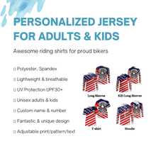 Load image into Gallery viewer, Patriotic Riding Jersey Personalized UPF30+ American Biker Motorcycle Shirt US Racing Jersey Adult&amp;Kid| NMS713