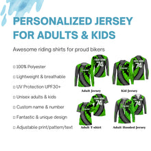 Load image into Gallery viewer, Xtreme dirt bike green Motocross racing jersey UPF30+ personalized adult kid MX shirt motorcycle  PDT62