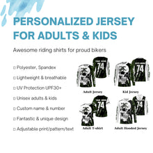 Load image into Gallery viewer, Skull MotoX jersey custom number motocross UPF30+ green camo dirt bike racing motorcycle racewear NMS950