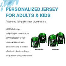 Load image into Gallery viewer, Custom Dirt Bike Jersey Kid Adult UPF30+ Green Motocross Off-Road Shirt MX Racing PDT457