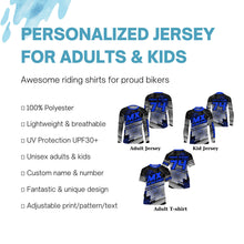 Load image into Gallery viewer, Custom Blue Dirt Bike Jersey Youth Men Women UPF30+ Motocross Racing Shirt Motorcycle MX Off-Road PDT381