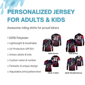 Personalized red MX jersey UPF30+ kid men women racing off-road dirt bike extreme motorcycle PDT56