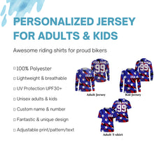 Load image into Gallery viewer, USA Motocross jersey youth women men Patriotic UPF30+ custom Dirt Bike off-road motorcycle shirt PDT410