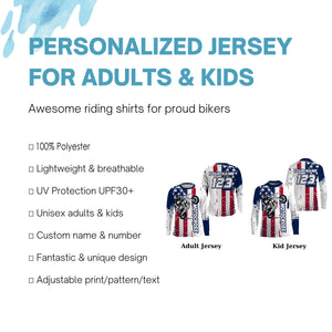 Patriotic Custom Motocross Jersey Kid Adult UPF30+ MX Racing Dirt Bike Offroad Motorcycle Racewear NMS1273