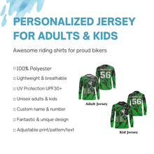 Load image into Gallery viewer, Get Dirty Personalized Motocross Jersey UPF30+ Green Dirt Bike Racing Motorcycle Long Sleeves NMS1253