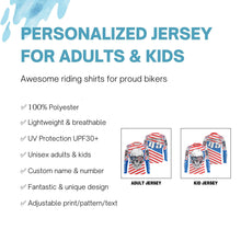 Load image into Gallery viewer, US flag skull personalized motocross jersey Patriotic dirt bike long sleeves kid adult motorcycle NMS1048