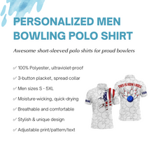 Load image into Gallery viewer, American Flag Polo Bowling Shirt for Men Bowlers, This Is How I Roll Funny Bowling Jersey NBP31