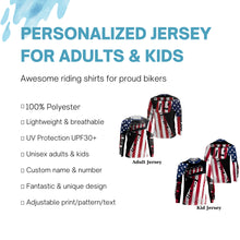 Load image into Gallery viewer, Patriotic Motocross Jersey Personalized UPF30+ Extreme MX Racing Motorcycle American Flag NMS1147