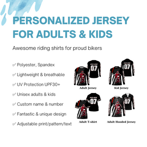 Custom motocross jersey American kid&adult UPF30+ red dirt bike racing off-road motorcycle shirt| NMS879