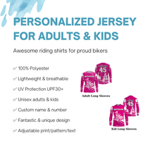 Load image into Gallery viewer, MotoGirl Personalized Jersey UPF30+ Pink Dirt Bike Racing Motocross Off-road Long Sleeves NMS1179
