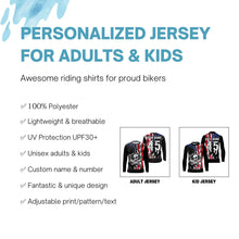 Load image into Gallery viewer, US Flag Extreme Motocross personalized jersey UPF30+ Skull Patriotic motorcycle dirt bike racing NMS1064