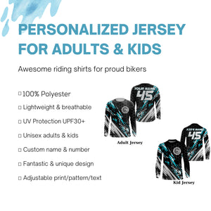 Personalized Motocross Jersey UPF30+ No Guts No Glory Blue Dirt Bike Extreme MX Racing Shirt NMS1176