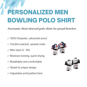 Personalized Men Polo Bowling Shirt, American Flag Bowling Short Sleeve Men Bowlers Jersey NBP50