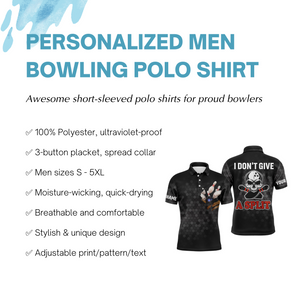 Skull Polo Bowling Shirt for Men Bowlers, Personalized Cool Bowling Jersey I Don't Give A Split NBP36