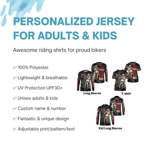 Personalized Motocross Jersey UPF30+ UV Protect, Never Quit Dirt Bike Off-Road Riders Racewear| NMS443