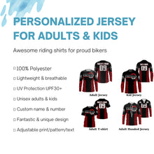 Load image into Gallery viewer, Red Motocross jersey custom kid men women UPF30+ dirt bike riding extreme MX shirt motorcycle PDT95