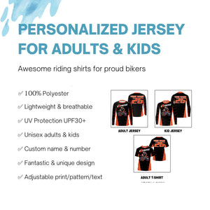 Personalized Men Kids MX Motocross Jerseys Dirt Bike Racing Shirt Riding Orange UPF30+ Motorcycle PDT146