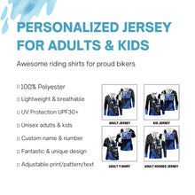 Load image into Gallery viewer, Custom jersey for dirt bike UPF30+ kid men women blue Motocross racing extreme off-road motorcycle PDT99