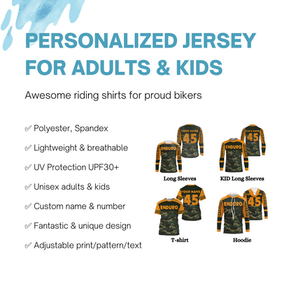 Personalized Enduro Jersey UPF30+ Terrain Motocross Adults & Kid Extreme Dirt Bike Off-road Racing| NMS692