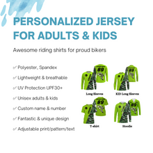 Load image into Gallery viewer, Personalized Enduro Jersey UPF30+ Extreme Off-road Dirt Bike Racing Adult&amp;Kid Green Hard Enduro Shirt| NMS702