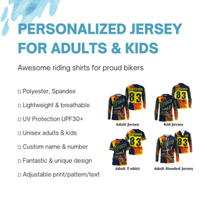 Personalized jersey adult kid yellow dirt bike shirt UV protective MX xtreme motorcycle PDT19