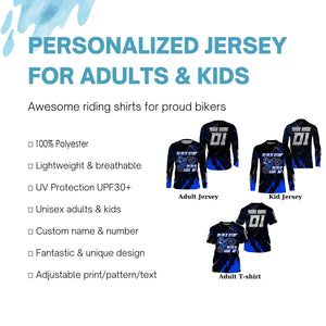 Custom dirt bike jersey men women kid UPF30+ blue Motocross racing shirt Never Stop motorcycle PDT389