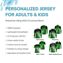 Load image into Gallery viewer, Cross-country XC mountain bike jersey UPF30+ Green kid adult MTB shirt youth boys cycling gear| SLC106