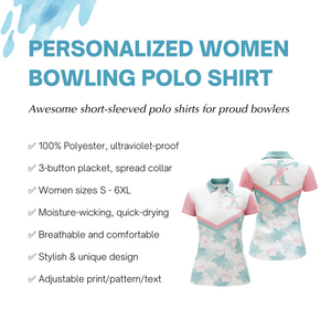 Personalized Women Polo Bowling Shirt Tropical Pattern Short Sleeve Polo Female Bowlers Jersey NBP29