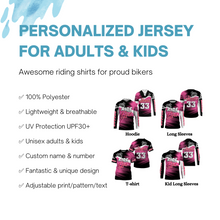 Load image into Gallery viewer, Ride Like A Girl Motocross Jersey Personalized UPF30+ Pink Dirt Bike Riding Shirt Women Girls NMS528