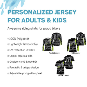 Custom green dirt bike jersey men women kids UPF30+ extreme motocross racing motorcycle off-road PDT221