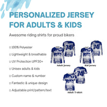 Load image into Gallery viewer, Custom dirt bike kid adult jersey UPF30+ blue Motocross shirt extreme racing racewear motorcycle PDT387