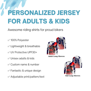 Patriotic Motocross Jersey UPF30+ Dirt More Ride More Custom Dirt Bike Racing American Flag Shirt NMS1276