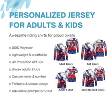 Load image into Gallery viewer, Motocross custom MX jersey kid women men UV protective American flag shirt dirt bike racewear PDT73