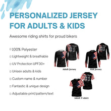 Load image into Gallery viewer, American Flag personalized dirt bike jersey Motocross youth men UV off-road patriotic racing shirt PDT199